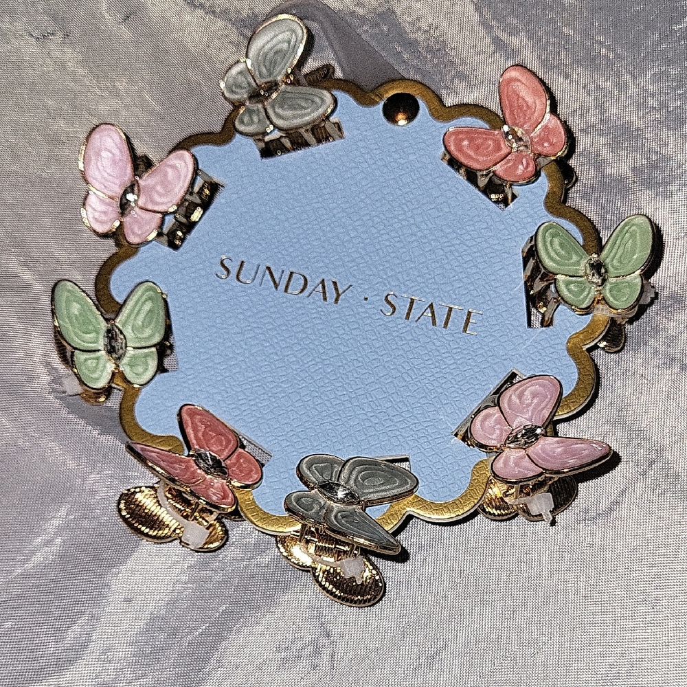 Sunday State Butterfly Hair Clips Gem Detailed Brand New TL M